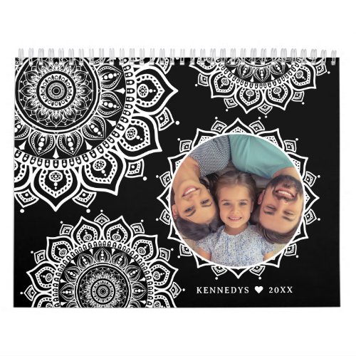 2024 Decorative Mandala Photo Frame Family  Calendar