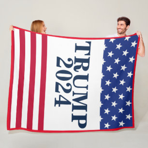 2024 Donald Trump American Flag Red White and Blue Fleece Blanket