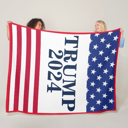 2024 Donald Trump American Flag Red White and Blue Fleece Blanket