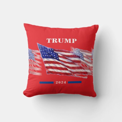 2024 Donald Trump American Flag Throw Pillow