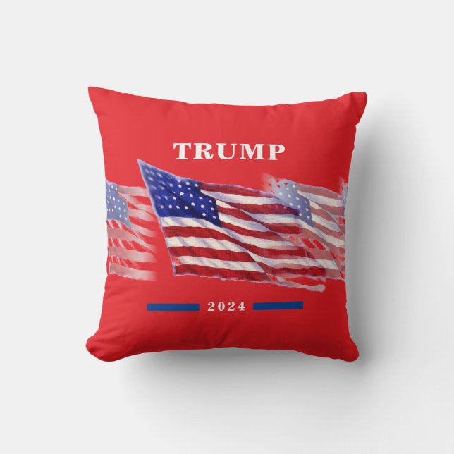 2024 Donald Trump American Flag Throw Pillow (Front)