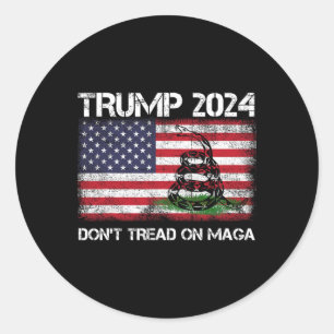2024 Don't Tread On Maga American Us Flag Snake  Classic Round Sticker