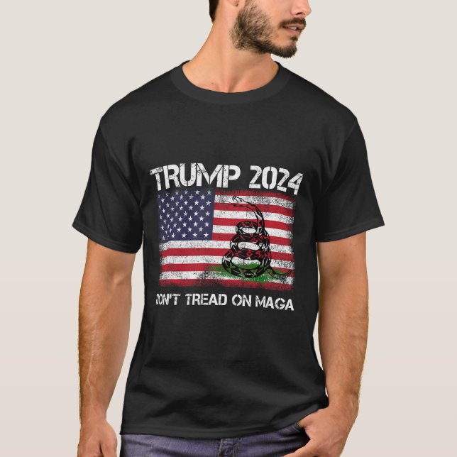 2024 Don't Tread On Maga American Us Flag Snake  T-Shirt (Front)