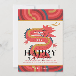 2024 Dragon Red New Year Photo Holiday Card