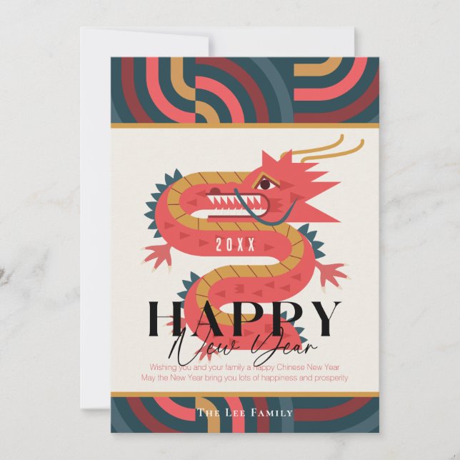 2024 Dragon Teal New Year Photo Holiday Card (Front)