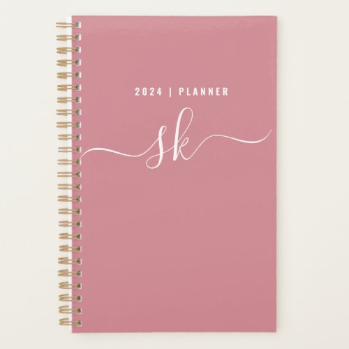 2024 Dusty Pink Weekly Monthly Non Dated Planner