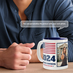 2024 Election American Flag Blue Photo Two-Tone Coffee Mug