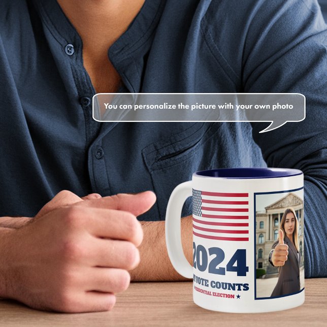 2024 Election American Flag Blue Photo  Two-Tone Coffee Mug (Creator Uploaded)