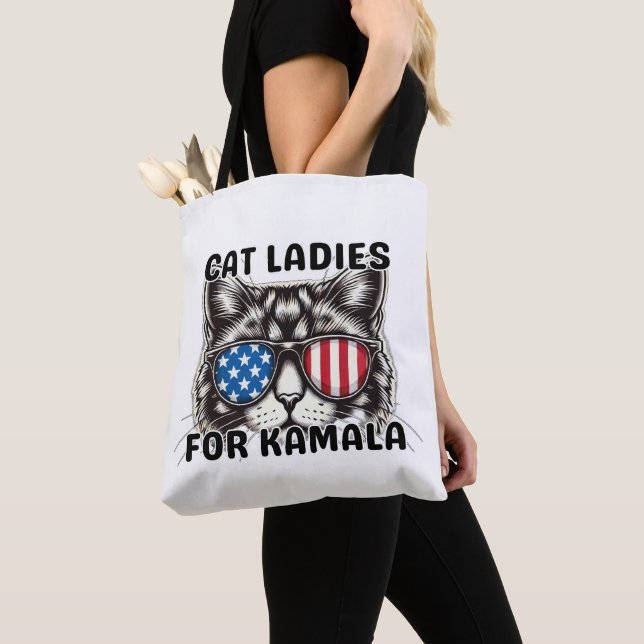 2024 election Cat Ladies for Kamala funny politics Tote Bag (Close Up)