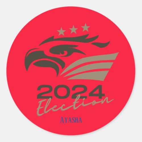 2024 Election Red Logo Politician Voter Name   Classic Round Sticker