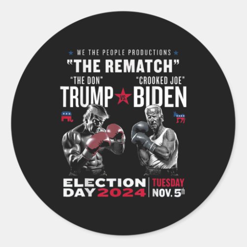 2024 Election Trump Vs Biden Debate Men Women Kids Classic Round Sticker