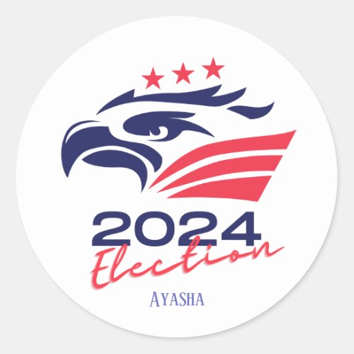 2024 Election White Logo Politician Voter Name  Classic Round Sticker