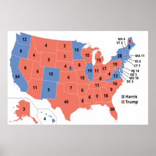 2024 Electoral College US Election Map Poster