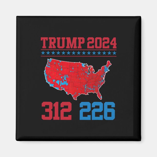 2024 Electoral Map 312 Red 2024 Election Results M Magnet (Front)