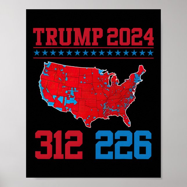 2024 Electoral Map 312 Red 2024 Election Results M Poster (Front)