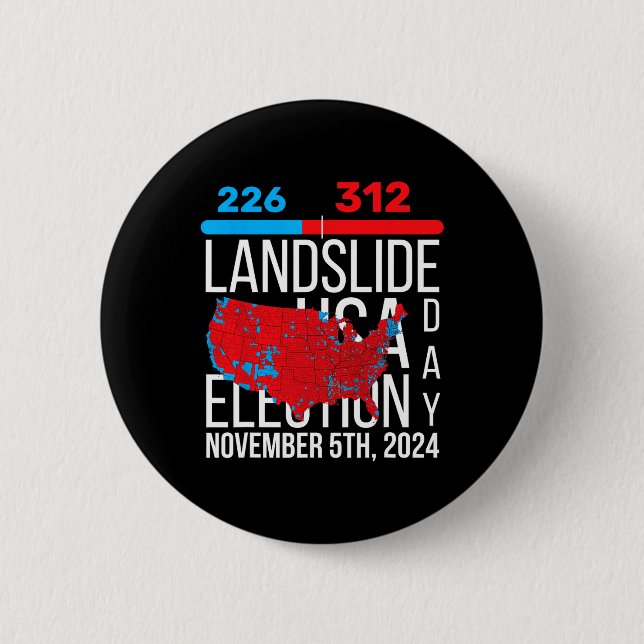 2024 Electoral Map Final Votes 312 Trump Landslide Button (Front)
