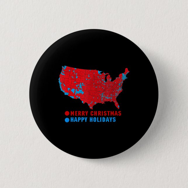 2024 Electoral Map Merry Christmas Trump  Button (Front)