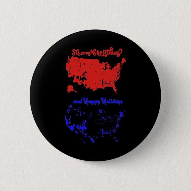 2024 Electoral Map Merry Christmas Trump Landslide Button (Front)