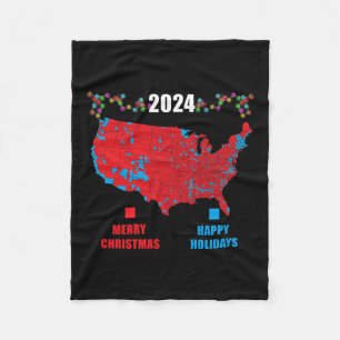2024 Electoral Map Merry Christmas Trump Landslide Fleece Blanket