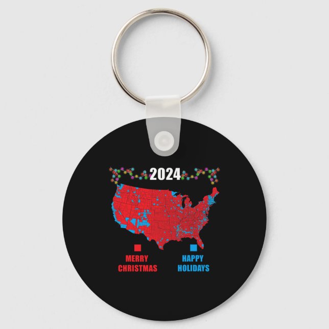 2024 Electoral Map Merry Christmas Trump Landslide Keychain (Front)