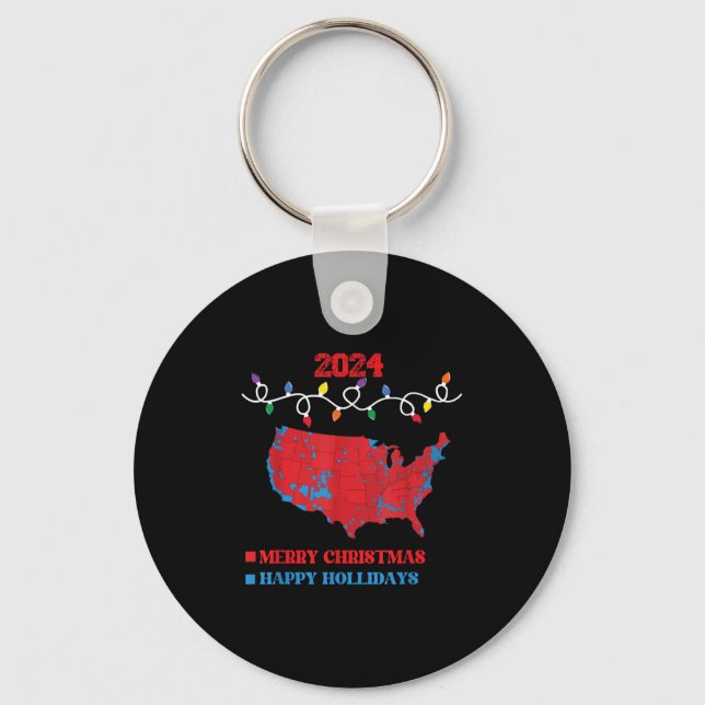 2024 Electoral Map Merry Christmas Trump Landslide Keychain (Front)