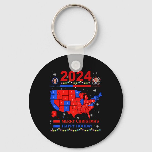 2024 Electoral Map Merry Christmas Trump Landslide Keychain (Front)