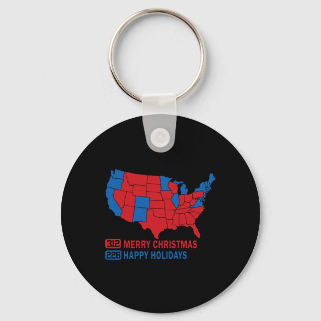 2024 Electoral Map Merry Christmas Trump Landslide Keychain (Front)