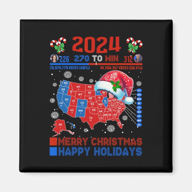 2024 Electoral Map Merry Christmas Trump Landslide Magnet (Front)
