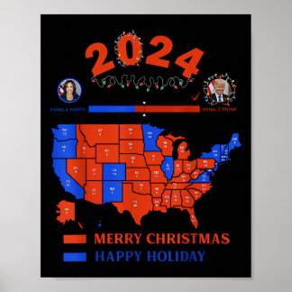 2024 Electoral Map Merry Christmas Trump Landslide Poster