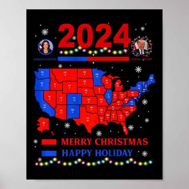 2024 Electoral Map Merry Christmas Trump Landslide Poster (Front)