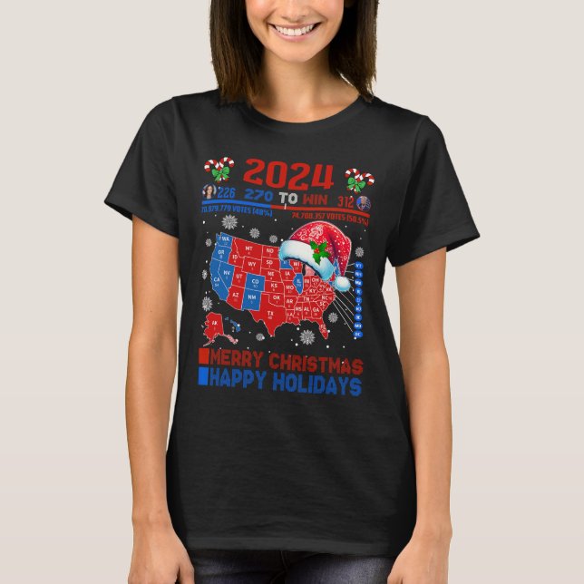 2024 Electoral Map Merry Christmas Trump Landslide T-Shirt (Front)