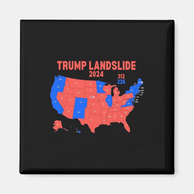 2024 Electoral Map Trump 312 Landslide  Magnet (Front)