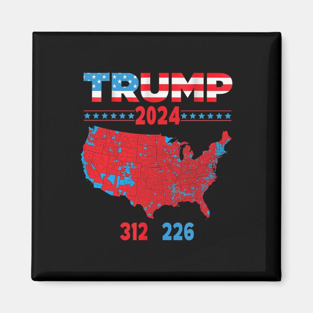 2024 Electoral Map Trump 312 Red 2024 Election Res Magnet (Front)