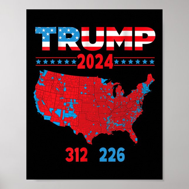 2024 Electoral Map Trump 312 Red 2024 Election Res Poster (Front)