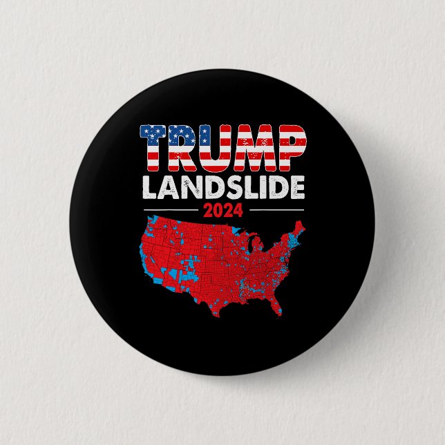 2024 Electoral Map Trump Landslide Red Election Ma Button (Front)
