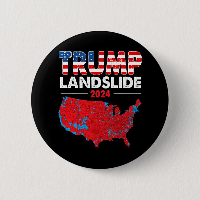 2024 Electoral Map Trump Landslide Red Election Ma Button (Front)