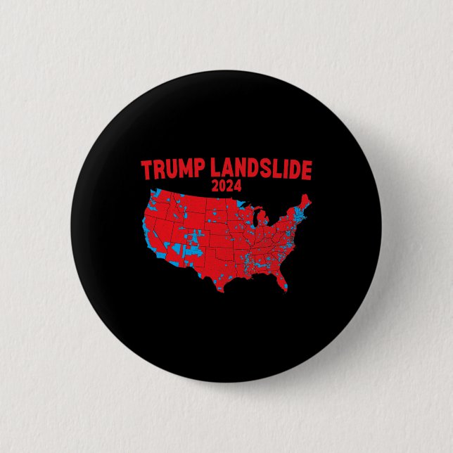 2024 Electoral Map Trump Landslide Red Election Ma Button (Front)