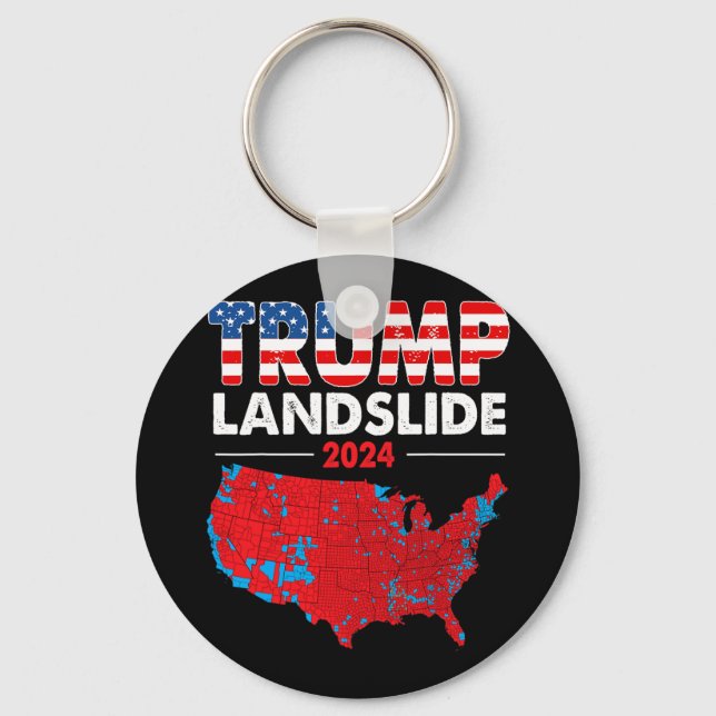 2024 Electoral Map Trump Landslide Red Election Ma Keychain (Front)