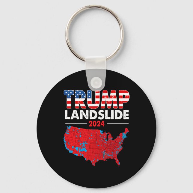 2024 Electoral Map Trump Landslide Red Election Ma Keychain (Front)