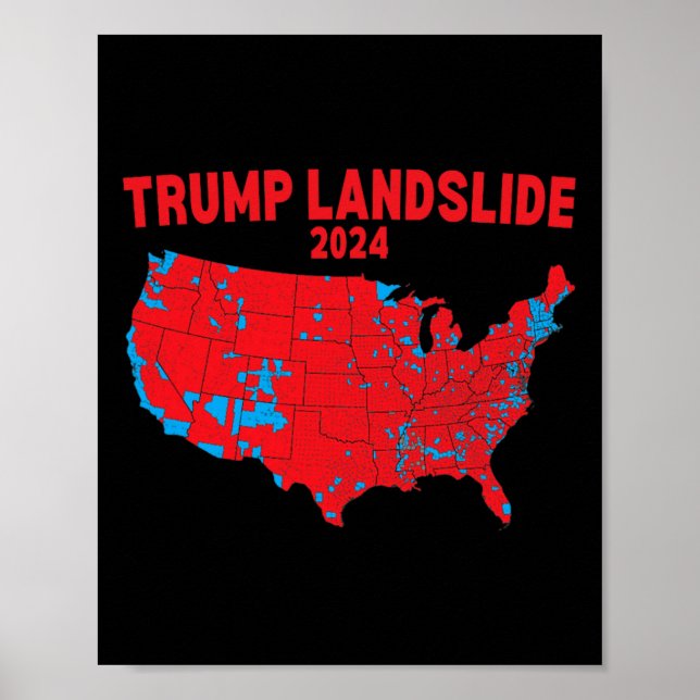 2024 Electoral Map Trump Landslide Red Election Ma Poster (Front)