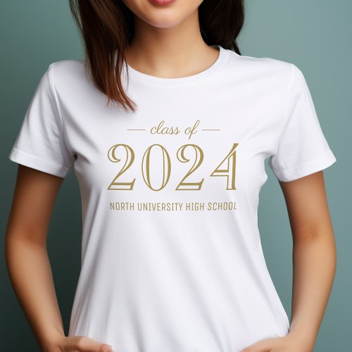 2024 Elegant Gold Custom Graduation T_Shirt