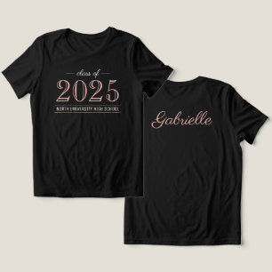 2024 Elegant Rose Gold Black Custom Graduation Tri-Blend Shirt