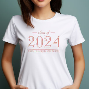 2024 Elegant Rose Gold Custom Graduation T-Shirt