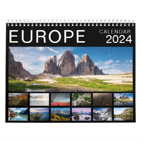 2024 Europe landscape photography black Calendar