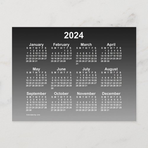 2024 Faded Black Mini Calendar by Janz Postcard