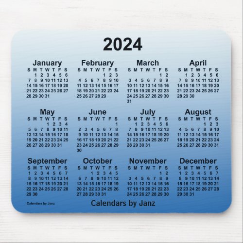 2024 Faded Blue Calendar by Janz Mouse Pad
