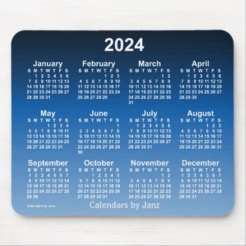 2024 Faded Blue Neon Calendar by Janz Mouse Pad