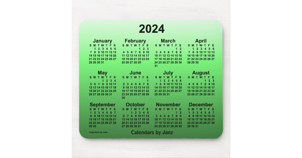 2024 Faded Green Calendar by Janz Mouse Pad | Zazzle