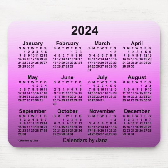 2024 Faded Hot Pink Calendar by Janz Mouse Pad