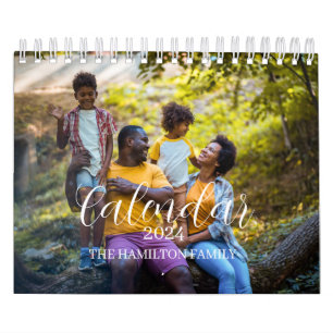 2024 Family Custom Photo Chic Script Calendar